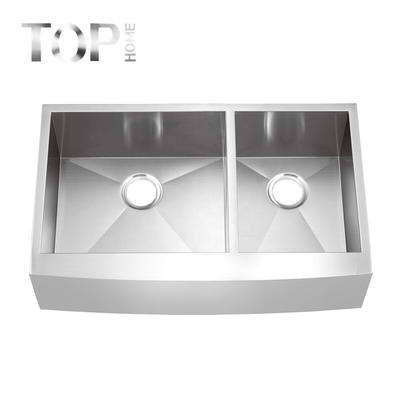 THAP3620BL Farmhouse Apron-Front Stainless Steel 36 inches Double Bowl Kitchen Sink