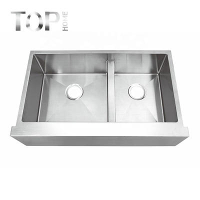 THAPR3521BL Apron-Front Stainless Steel 16/18-Gauge Workstation Double Bowl Farmhouse Kitchen Sink