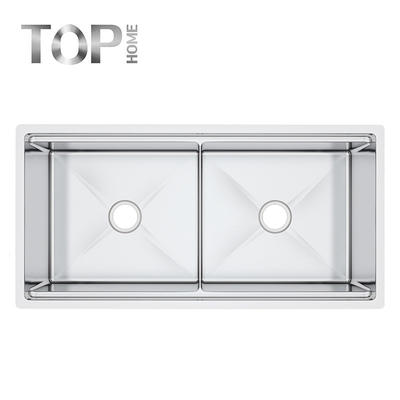LDR4020A 16 Gauge Under mount Double Bowl Stainless Steel Kitchen Sink With CUPC Certification