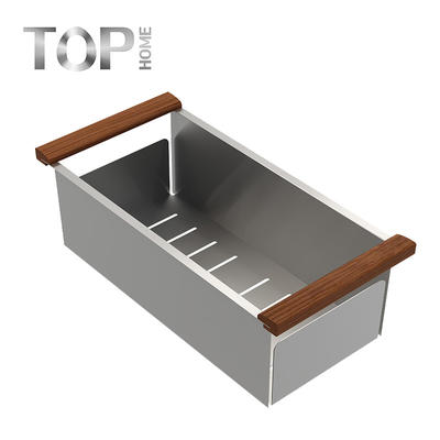 New Products Wholesales Washing Colander with handle , the sets of Handmade stainless steel Kitchen Sink