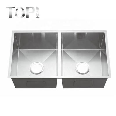 THRA3018A undermount kitchen sink with double bowls handcraft in 30'' inches