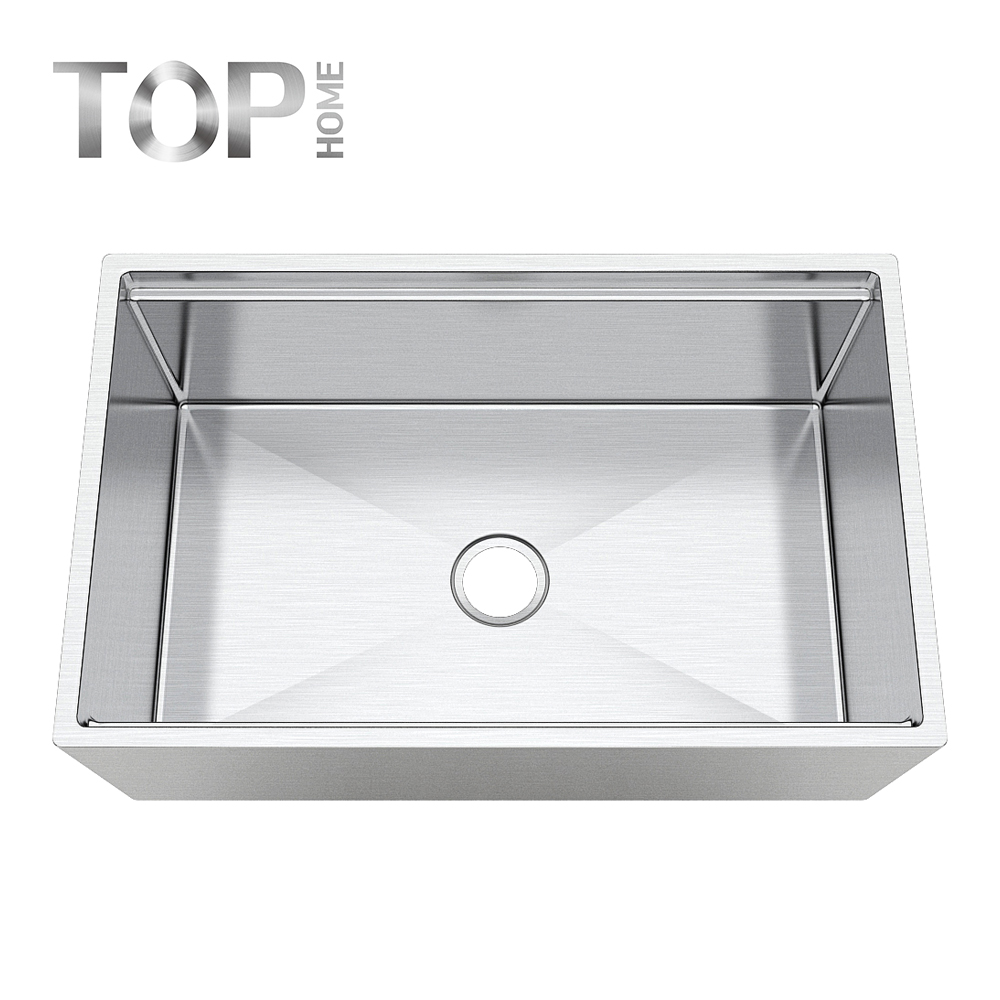 APR3019C Round Apron Single Bowl In 30 Inches with ledge stainless steel sink with gold color